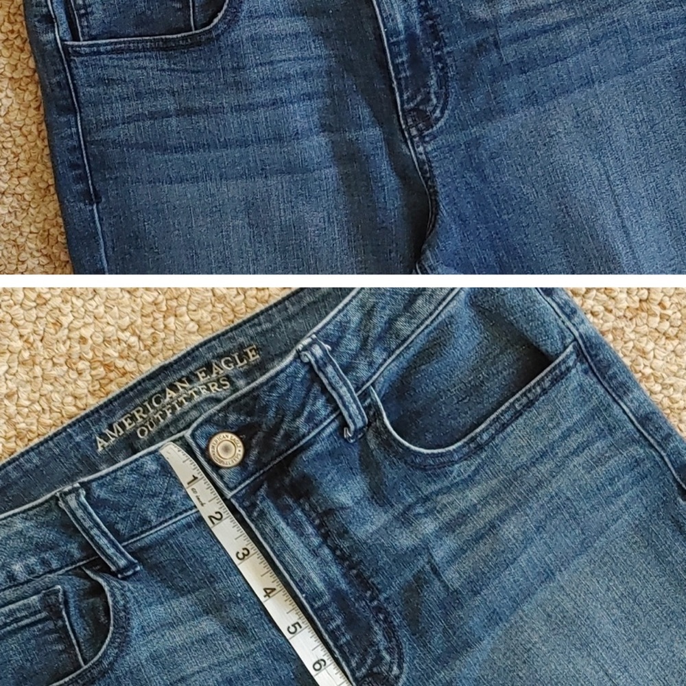 American Eagle Super Stretch Hi-Rise Artist Flare Leg Medium Wash Jeans